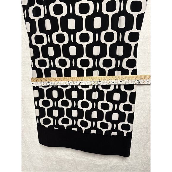 Tiana B Black & Cream Geometric Print Sleeveless Dress - Size L - Picture 7 of 8